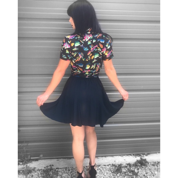 🖤VTG 60’s Black High Waisted Skirt - Picture 3 of 8